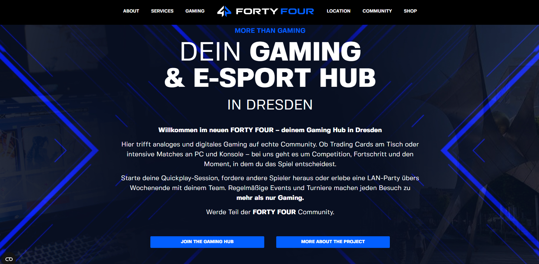 Website-Vorschau FORTY FOUR HUB